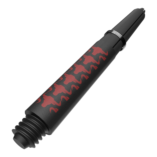 Gezeigt wird ein roter Capo Carbon Shaft in kurzer Ausführung mit 34mm Länge. Das Zubehör eignet sich für den Einbau in Dartpfeile.