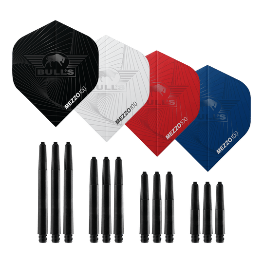 Paquete de dardos de acero Bulls NL - 4 juegos de dardos de acero de latón Hier sind die Bulls NL Bundle Of Steel - 4 Sets Brass Steeldarts zu sehen. Das Produkt besteht aus vier Sets Steeldarts aus Messing.