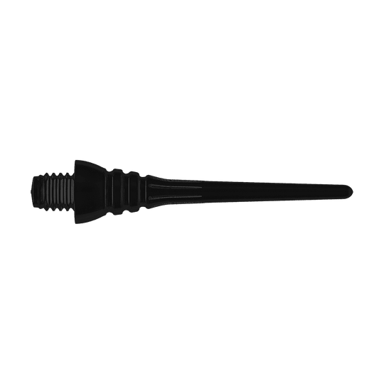 Winmau Triton Softtip Points Softdartspitzen (50-er Pack) Das Bild zeigt eine schwarze Softdartspitze mit Gewinde. Sie ist für den Einsatz an Softdartpfeilen gedacht.