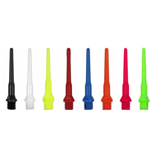 820_835520b7eadebee6 Das Bild zeigt verschiedene bunte Tuflex Spitzen in einer Reihe. Sie sind in mehreren Farben erhältlich und werden als 100er Pack verkauft.