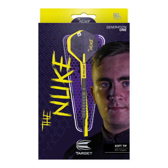 Dardos blandos Target Luke Littler GEN1 - 19 g Das Bild zeigt ein Dart-Produkt. Auf dem Bild ist '210324_Target_Luke_Littler_GEN1_Softdarts_3_(1)' als Dateiname angegeben.