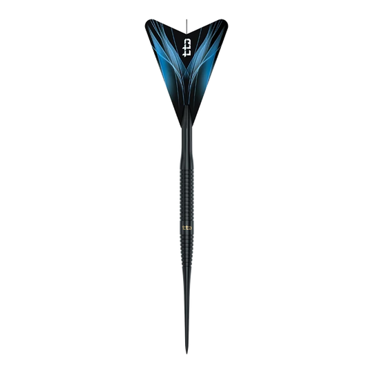Die Abbildung präsentiert die Caliburn TTD Complete Titanium T3 Black Steeldarts mit einem Gewicht von 7g. Sie sind hochwertig verarbeitet und ideal für Präzisionswürfe.