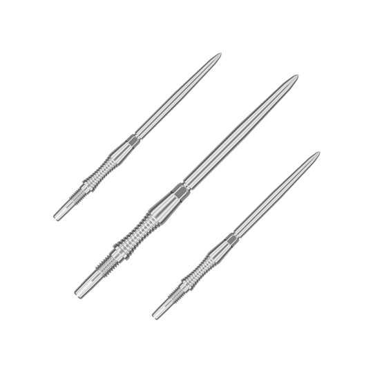 Puntas de dardos Target Swiss Point Signature RST - Plata Auf dem Bild sind Dartspitzen aus dem Set '340302_Target_Swiss_Point_Dartspitzen_Signature_RST_Silber_42mm_1Set' abgebildet. Mehrere silberne Dartspitzen sind zu erkennen.