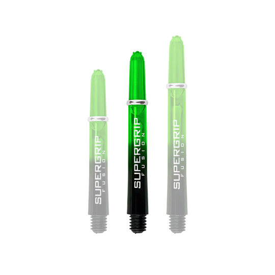 HR340_Harrows_Supergrip_Fusion_Shafts_Gr-n_40mm_1n51RZL1WLzsbA Harrows Supergrip Fusion Shafts – als Set ausgerichtet. Die Schäfte heben sich durch ihre Farben hervor.