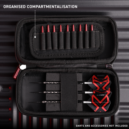 Cartera de dardos Winmau Blade X Armor G1 Auf diesem Bild ist der Artikel 8534_Winmau_Blade_X_Armor_G1_Dartwallet_W2 zu sehen. Es gehört wahrscheinlich zu Dart-Equipment.