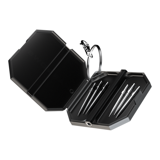 Estuche para herramientas Harrow Premium Quick Point Abgebildet ist das Harrows Premium Quick Point Tool Case. Es bietet praktischen Stauraum für Dartzubehör.