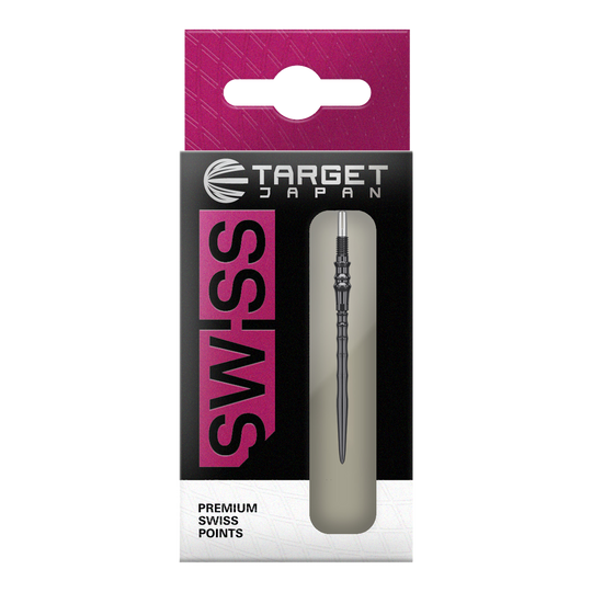Puntas de dardos de acero Target Japan Premium Swiss Point - Negras Das Bild zeigt die Target Japan Premium Swiss Point Steldartspitzen - Schwarz. Es handelt sich um hochwertige Steeldartspitzen für präzises Dartspiel.