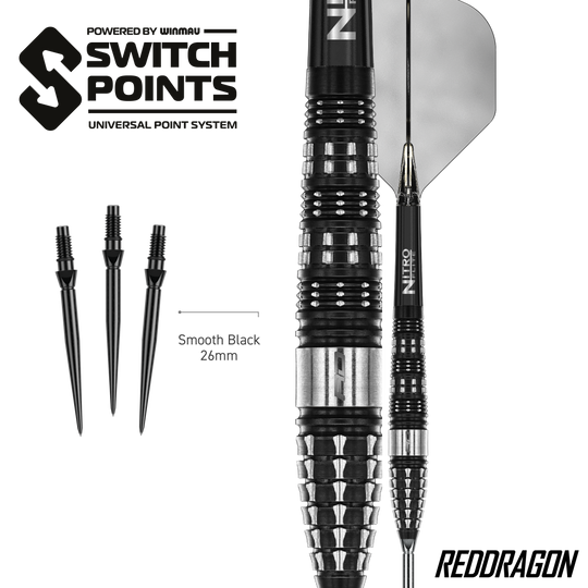 Dardos de acero Red Dragon Recon Torpedo Switch Point Hier sind die Red Dragon Recon Torpedo Steeldarts - 23g abgebildet. Die Steeldarts werden in einer anderen Ansicht präsentiert.