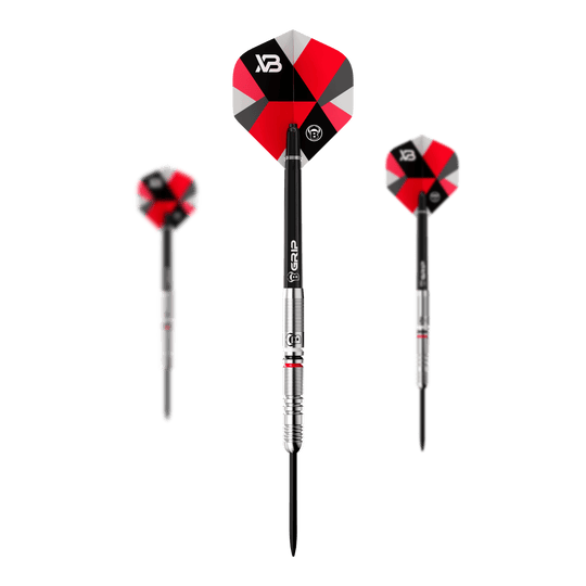 Dardos de acero Bulls Xanti Van Den Bergh - 22 g Dargestellt sind die Bulls Xanti Van Den Bergh Steeldarts - 22g im Set. Perfekt für ein vollständiges Dart-Erlebnis.