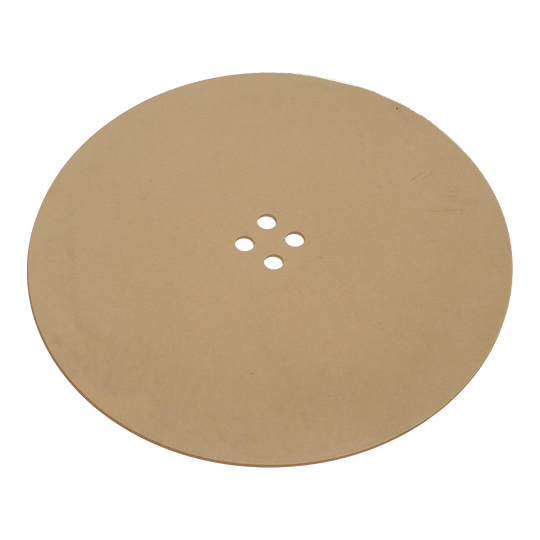 Repuesto para Karella E-Master Das Bild zeigt eine runde, braune Gummimatte. In der Mitte befinden sich fünf kleine, kreisförmige Löcher.