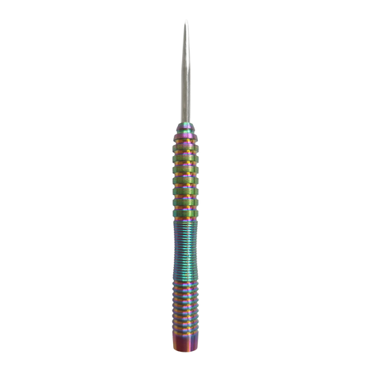 Barriles de dardos de acero McDart Rainbow 3 - 22 g Das Bild zeigt die McDart Rainbow 3 Steeldart-Barrels - 22g. Es handelt sich um Dart-Barrels mit auffälligem Regenbogen-Design.