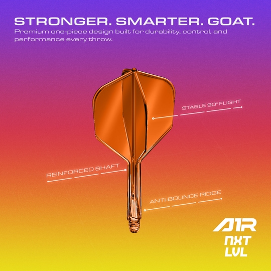 Sistema de eje de vuelo GOAT A1R No6 - Naranja neón Das GOAT A1R No6 Flight-Shaft-System in Neon Orange ist auf diesem Bild abgebildet. Die farbenfrohe Gestaltung macht es besonders ansprechend für Dartspieler.