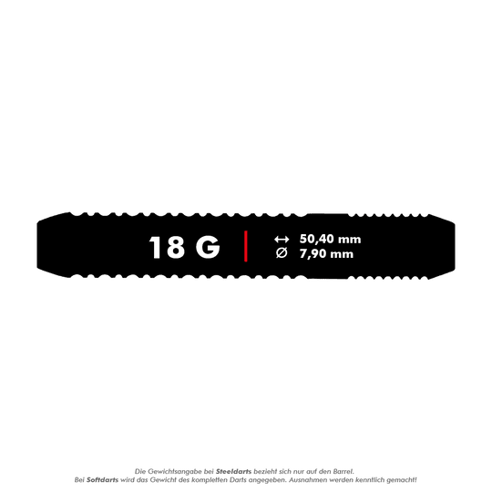 100540_Target_Adrian_Lewis_Silver_Jackpot_Softdarts_5_18g Das Bild zeigt den Target Adrian Lewis Silver Jackpot Softdart mit einem Gewicht von 18 Gramm. Die Maße des Darts sind 50,40 mm Länge und 7,90 mm Durchmesser.