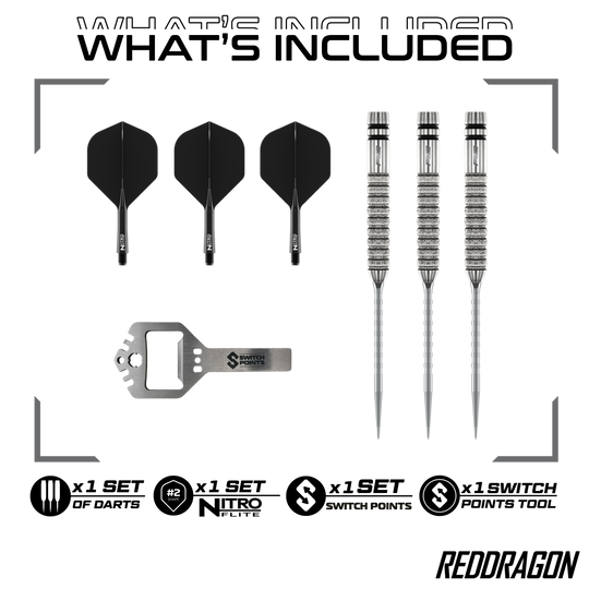Dardos de acero Red Dragon Gian Van Veen Tour Edition Switch Point - 21 g Gezeigt werden die Red Dragon Gian Van Veen Tour Edition Switch Point Steeldarts - 21g. Das moderne Design unterstützt ein präzises Spiel.