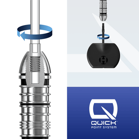 Herramienta básica de punta rápida de Harrow Das Harrows Basic Quick Point Tool ist auf diesem Bild erkennbar. Das nützliche Werkzeug eignet sich für Dartspieler.