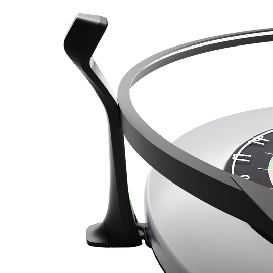 Scolia Home 2 FLEX - Sistema electrónico de puntuación automática con anillo de iluminación 2026 Das Bild zeigt einen Teil des Scolia Home 2 FLEX, einem elektronischen Score-System mit Beleuchtungsring. Man sieht den schwarzen Befestigungsarm und den beleuchteten Ring rund um ein Dartboard.