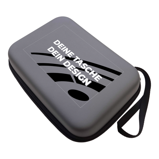 Estuche para dardos System-4 con tu diseño Zu sehen ist ein McDart System4 Dartcase in Grau. Das Etui befindet sich in geschlossener Ansicht.