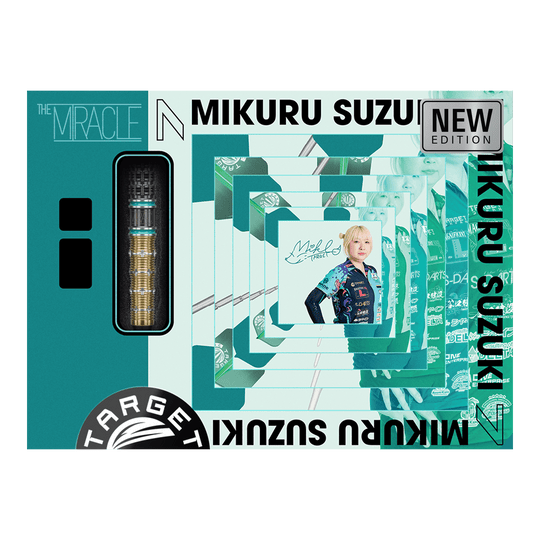 Das Bild stellt die Target Japan Mikuru Suzuki The Miracle GEN7.5 Swiss Point Steeldarts dar. Die Steeldarts überzeugen durch einen modernen Look und zuverlässige Spielbarkeit.