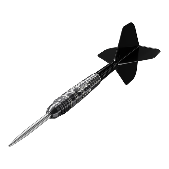 Dardos de acero Target Japan Black Marque Blaze Swiss Point - 23 g Zu sehen sind die Target Japan Black Marque Blaze Swiss Point Steeldarts - 23g aus einer anderen Perspektive. Die Darts haben eine schwarze, stilvolle Optik.