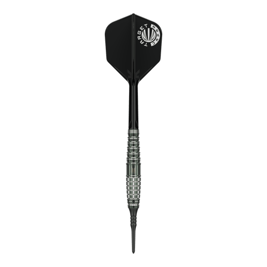 Dardos blandos Target Japan Akito Yamagata Scream GEN1 - 19 g Das Bild zeigt einen Target Japan Akito Yamagata Scream GEN1 Softdart mit einem Gewicht von 19g. Der Dart hat eine schwarze Spitze, einen silbernen, geriffelten Schaft und eine schwarze Flights mit weißem Aufdruck.