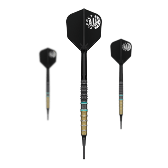 Das Bild zeigt die Target Mikuru Suzuki The Miracle GEN7.5 Softdarts mit 19 Gramm. Die Darts sind auf einem weißen Hintergrund dargestellt.