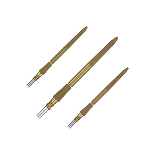 Puntas de dardo Target Elysian Archetype 43 Swiss Point de acero - Oro Das Bild zeigt ein Set goldener Dartspitzen. Es handelt sich um Target Elysian Archetype 43 SwissPoint Dartspitzen, 35 mm.