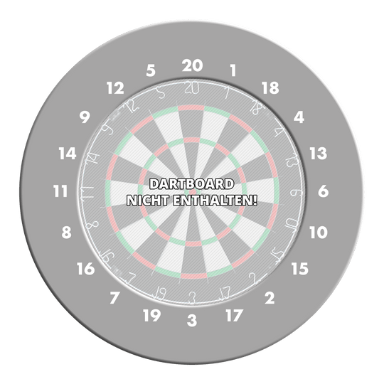 Marco para dardos HD Numbers - Colores personalizados Ein Dartboard Surround in Grau ist auf dem Bild zu sehen. Es bietet Schutz und eine neutrale Optik für das Dartboard.