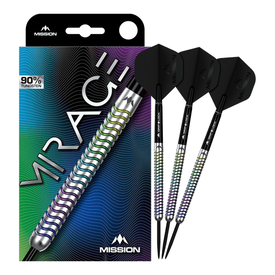 Dardos de acero Mission Mirage Mission Mirage Steeldarts werden auf diesem Bild vollständig dargestellt. Sie sind für Dartspieler geeignet.