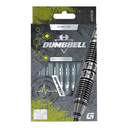 Dardos de acero con mancuernas GOAT Hier sieht man die GOAT Dumbbell Steeldarts. Die Steeldarts besitzen ein unverwechselbares Aussehen.