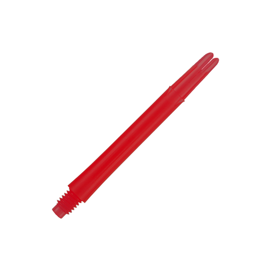 Ejes en L bloqueados rectos estilo L - Rojo Das Bild zeigt einen roten, geraden Dart-Schaft ohne Kappen. Der Schaft ist 46 mm lang und hat ein Gewinde am Ende.