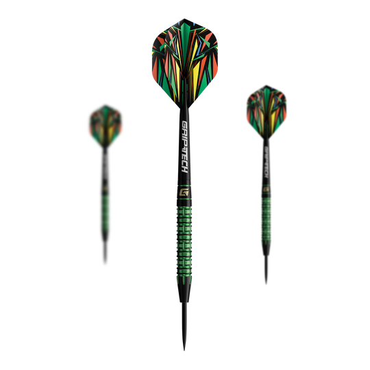 Dardos de acero de tungsteno verde GOAT Athlete Dieses Bild zeigt die GOAT Athlete Green Tungsten Steeldarts. Auf dem Foto ist die grüne Variante der Steeldarts zu sehen.