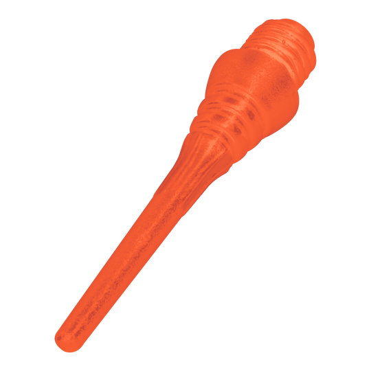 Winmau Triton Softtip Points Softdartspitzen (50-er Pack) Das Bild zeigt eine orangefarbene Softdartspitze. Sie hat eine geriffelte Schraubverbindung und eine glatte, spitze Spitze.