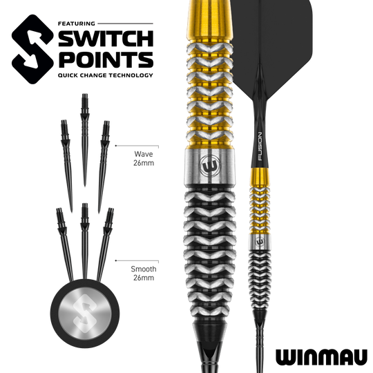 Puntos de conmutación de torpedos Winmau Exion Steeldarts Das Bild zeigt vermutlich einen Winmau Exion Torpedo Switch Points Steeldarts aus einer anderen Perspektive. Es handelt sich um ein Produkt speziell für den Dartsport.