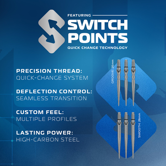 Punta de conmutación paralela Winmau Lunaris Steeldarts Winmau Lunaris Parallel Switch Point Steeldarts werden präsentiert. Sie eignen sich hervorragend für ambitionierte Dartspieler.