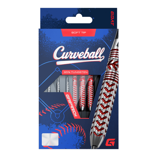 Dardos suaves GOAT Curveball - 20 g Abgebildet sind die GOAT Curveball Tungsten Softdarts - 20g. Die Softdarts sind 20 Gramm schwer und aus hochwertigem Tungsten hergestellt.
