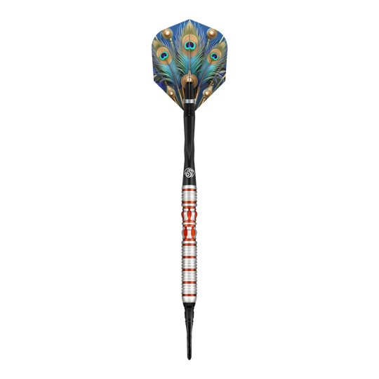 Dardos blandos Juno del Imperio Romano Dies ist ein Softdart aus der Serie "Shot Roman Empire Juno". Er hat ein auffälliges Design mit bunten Farben und einem Flight im Pfauenfeder-Look.