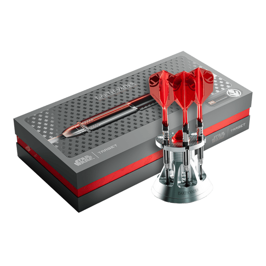 Dardos Target Star Wars Darth Vader Sith Lord Lightsaber Edición Limitada Primera Edición - 24 g Das Foto stellt die Target Star Wars Darth Vader Light Saber Limited Edition Steeldarts - 24g dar. Die Dartpfeile sind von Darth Vader und seinem Lichtschwert inspiriert.
