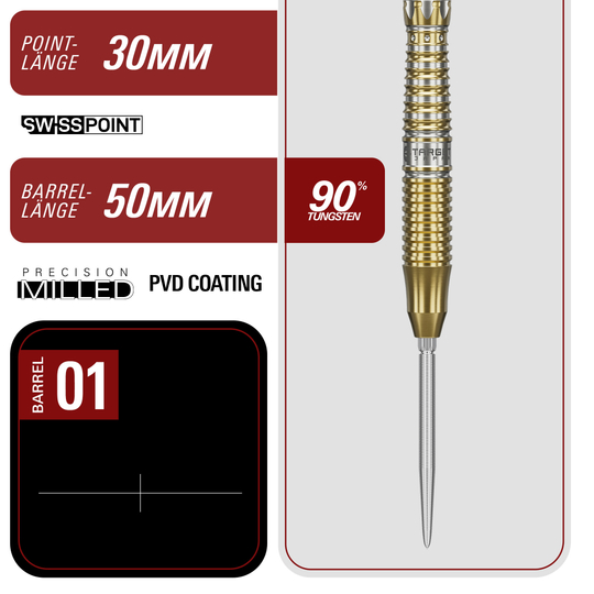 Dardos Target Japan Black Marque Enzo Swiss Point de acero Dies ist ein Bild der Target Japan Black Marque Enzo Swiss Point Steeldarts. Die Darts sind modern und hochwertig gestaltet.