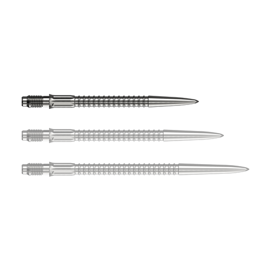 Puntas de dardo Mission R2.5 Rapid Point GV1 - Plateadas Zu sehen sind Mission R25 Rapid Point GV1 Dartspitzen, silberfarben und 30mm lang. Die Spitzen sind für den Austausch an Darts geeignet.