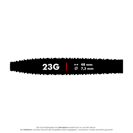 Dardos de acero Shot ZEN Missile Turbo Point - 23 g Das Bild zeigt die Shot ZEN Missile Turbo Point Steeldarts - 23g. Die Steeldarts sind für das Präzisions-Dartspiel entworfen.