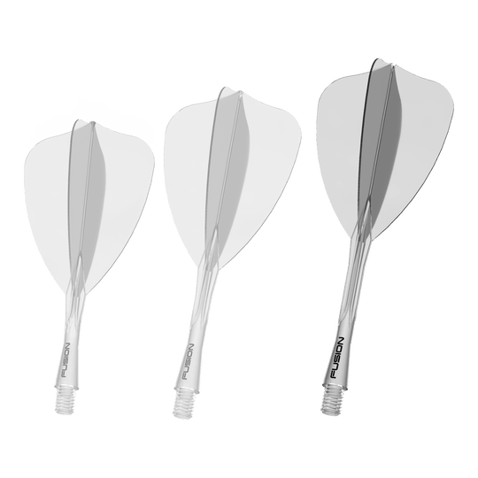 Sistema de eje de vuelo Winmau Fusion Arrow Clear Das Bild zeigt ein Winmau Fusion Flight Shaft System in klarer 34mm Ausführung. Es handelt sich um einen Bestandteil für Dartpfeile.