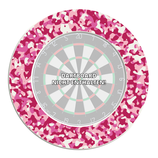 Marco de diana McDart Camo Abbildung des DBS-CAMO5 McDart Camo Dartboard Surround in Pink. Es schützt die Wand um das Dartboard vor Pfeilen.