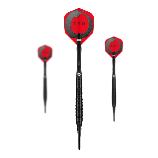 Dardos blandos Shot ZEN Torpedo - 20 g Das Bild zeigt ein Set der Shot ZEN Torpedo Softdarts - 20g. Es sind mehrere Pfeile als vollständiges Set abgebildet.