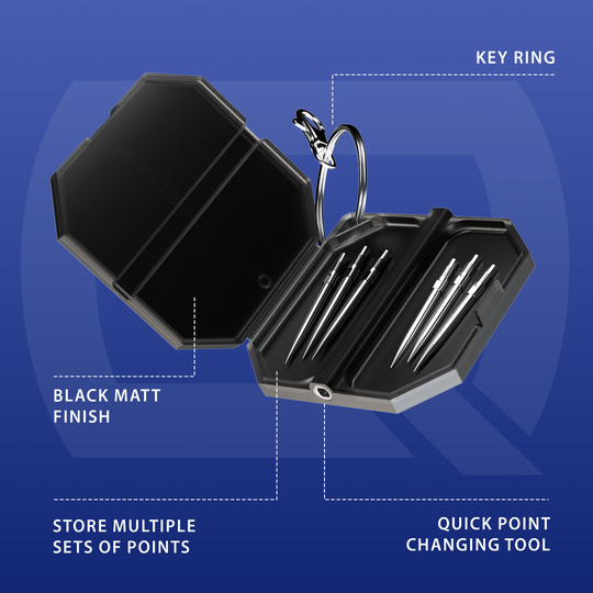 Estuche para herramientas Harrow Premium Quick Point Dieses Bild zeigt das Harrows Premium Quick Point Tool Case. Es ist speziell für Dartsportzubehör entwickelt worden.