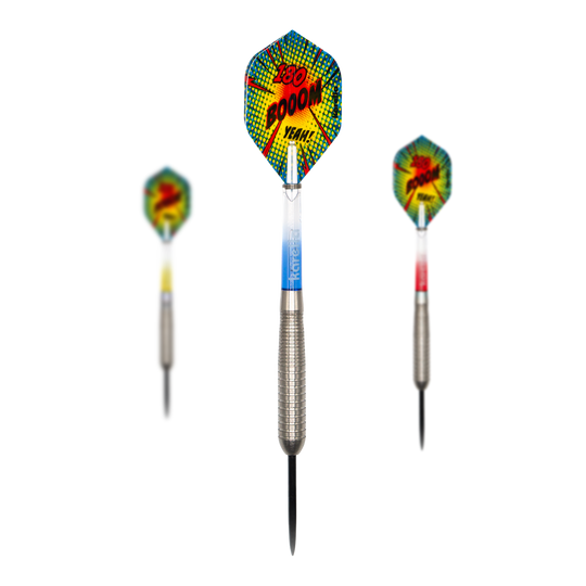 Dardos de acero Karella Comic Line CL-4 - 23 g Zu sehen ist ein Set der Karella Comic Line CL-4 Steeldarts - 23g. Das Set eignet sich für Einsteiger und fortgeschrittene Spieler.