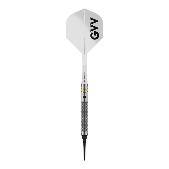 Dardos blandos Winmau Gian Van Veen W-MAX - 18g Das Bild zeigt Winmau Gian Van Veen W-MAX Softdarts mit 18 Gramm. Die Darts sind im Profil dargestellt.