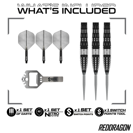 Dardos de acero Red Dragon Recon Torpedo Switch Point Abgebildet sind die Red Dragon Recon Torpedo Steeldarts - 23g. Dieses Produkt ist für Präzision und hohe Leistung entwickelt.