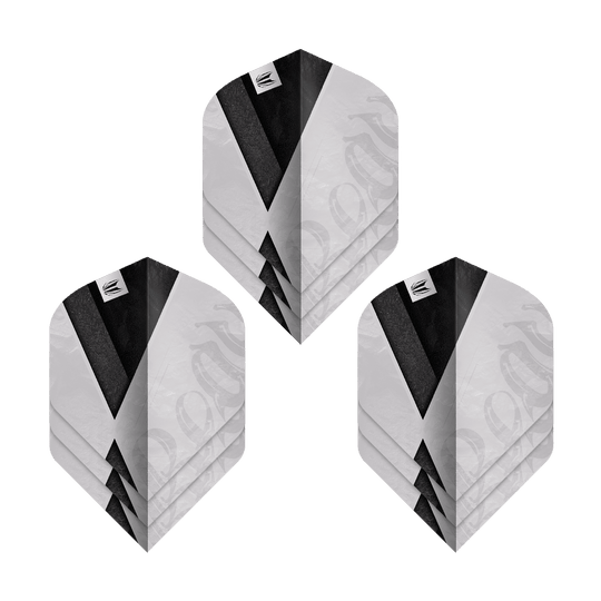 Abgebildet sind die Target ProUltra Beau Greaves GEN2 No2 Standard Flights - 3 Sets. Diese Flights bieten eine professionelle Qualität für Dartspieler.