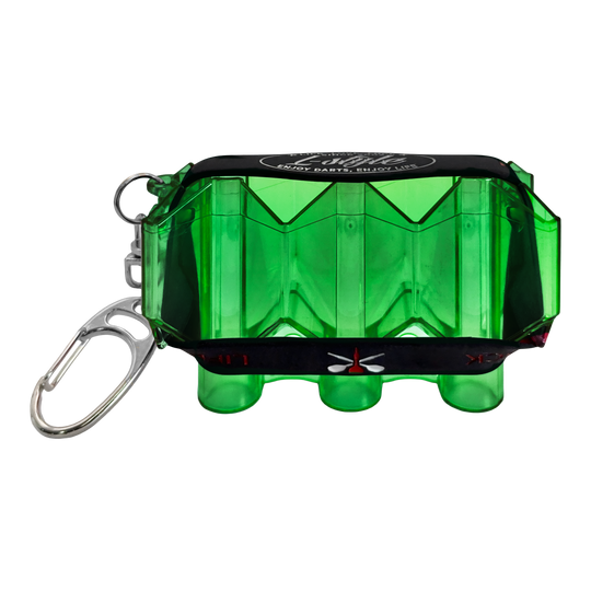 Estuche de vuelo Krystal SP estilo L Das Bild zeigt ein Produkt mit dem Dateinamen LSF3107_LStyle_Krystal_Flight-Case_SP_Grn_1. Es ist vermutlich ein grünes Flight-Case für Dartflights.