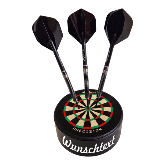 Mini diana de dardos de precisión McDart con texto personalizado Das Bild zeigt einen Artikel mit dem Dateinamen 765_McDart_Mini_Precision_Dartboard_Darthalter_1_Freehand521. Weitere Details zum Produkt sind nicht gegeben.